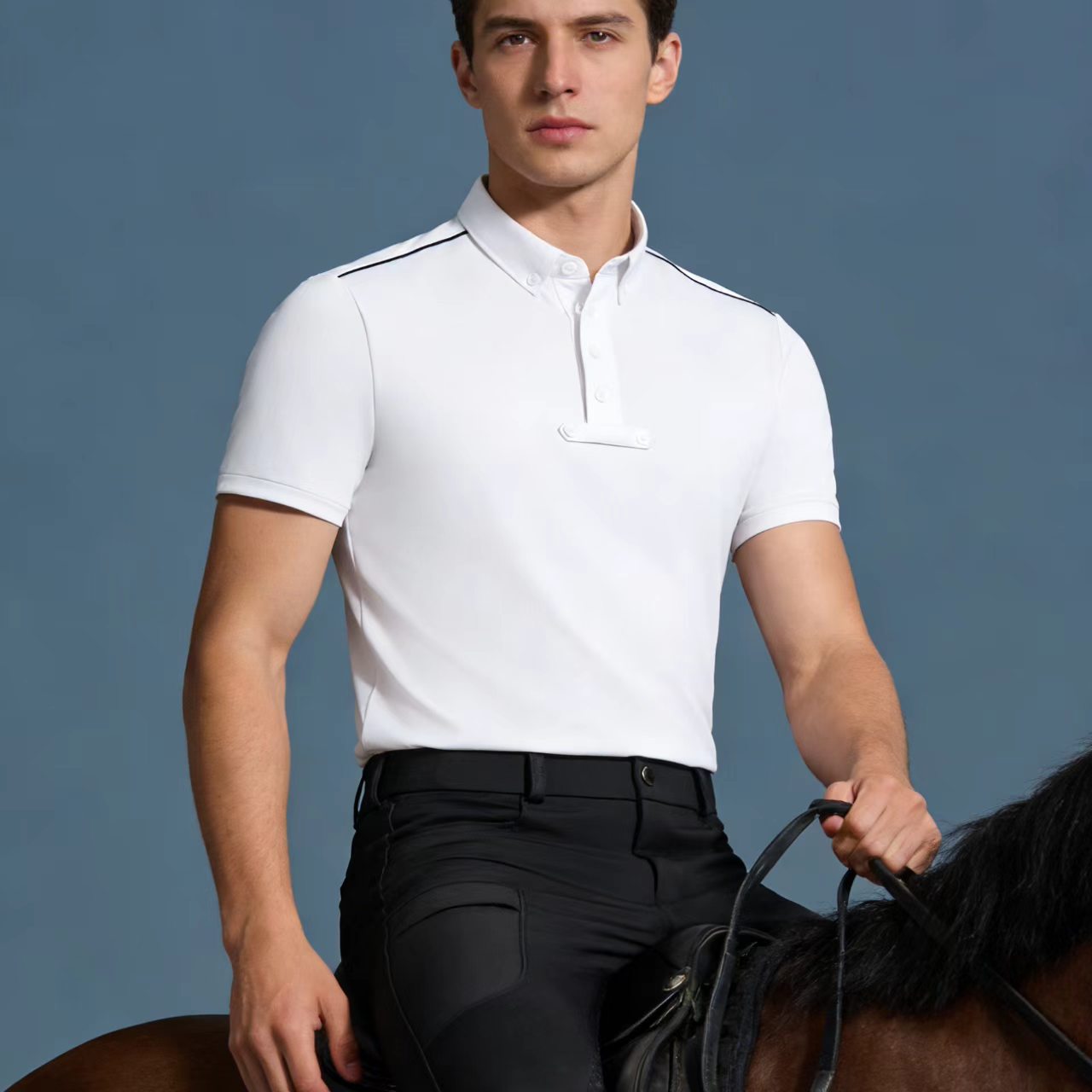 Polo Shirt Equestrian - Kaos polo rajutan berkuda pria, pakaian