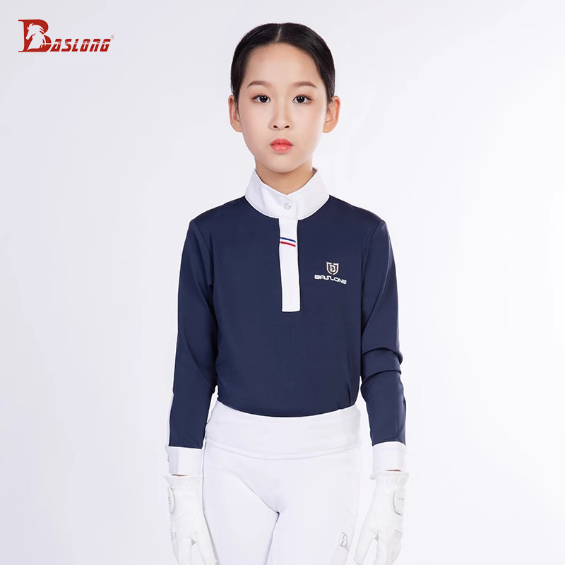 Polo Shirt Equestrian - Pakaian Berkuda Baslong Kaus Anak-anak Atasan