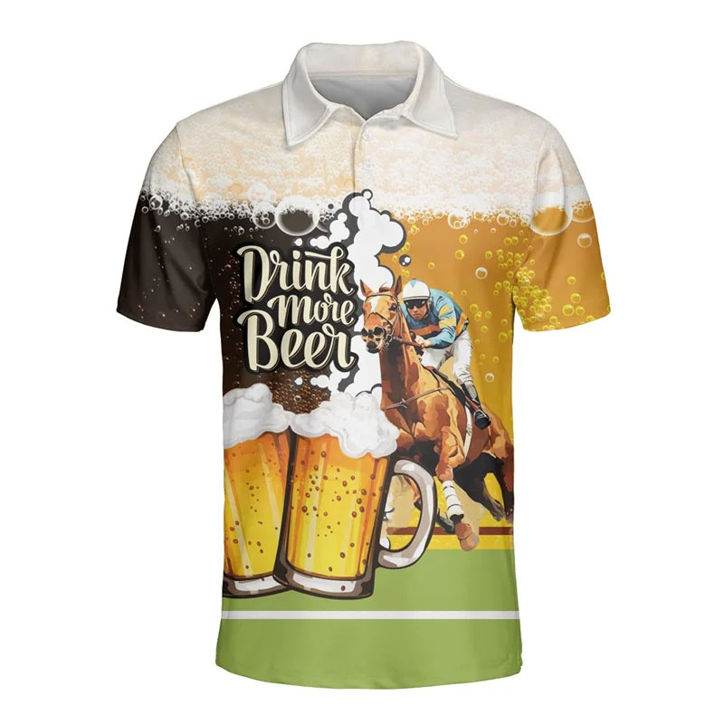 Kaus Polo bir Hawaii motif 3D  - Polo Shirt Equestrian ulasan dan harga