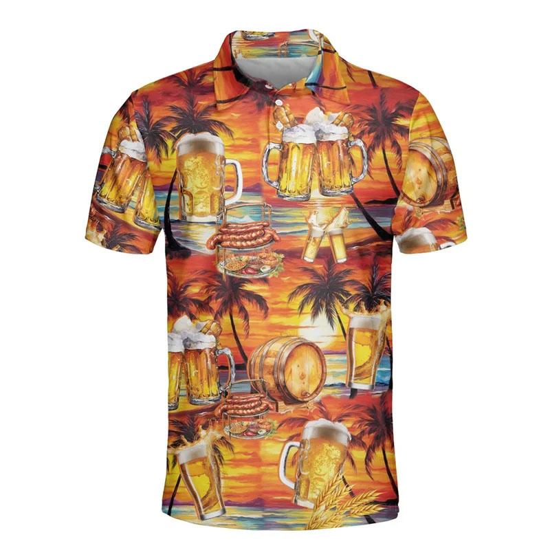 Kaus Polo bir Hawaii motif 3D  - Polo Shirt Equestrian ulasan dan harga